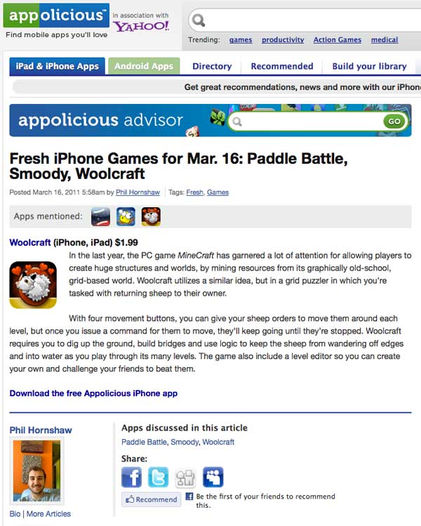 Appolicious review Woolcraft Appolicious review Woolcraft