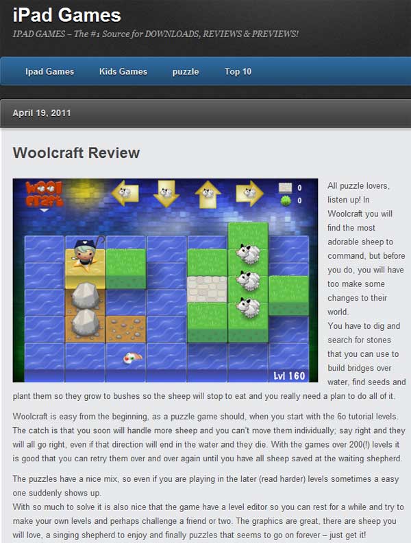 iPad games review Woolcraft